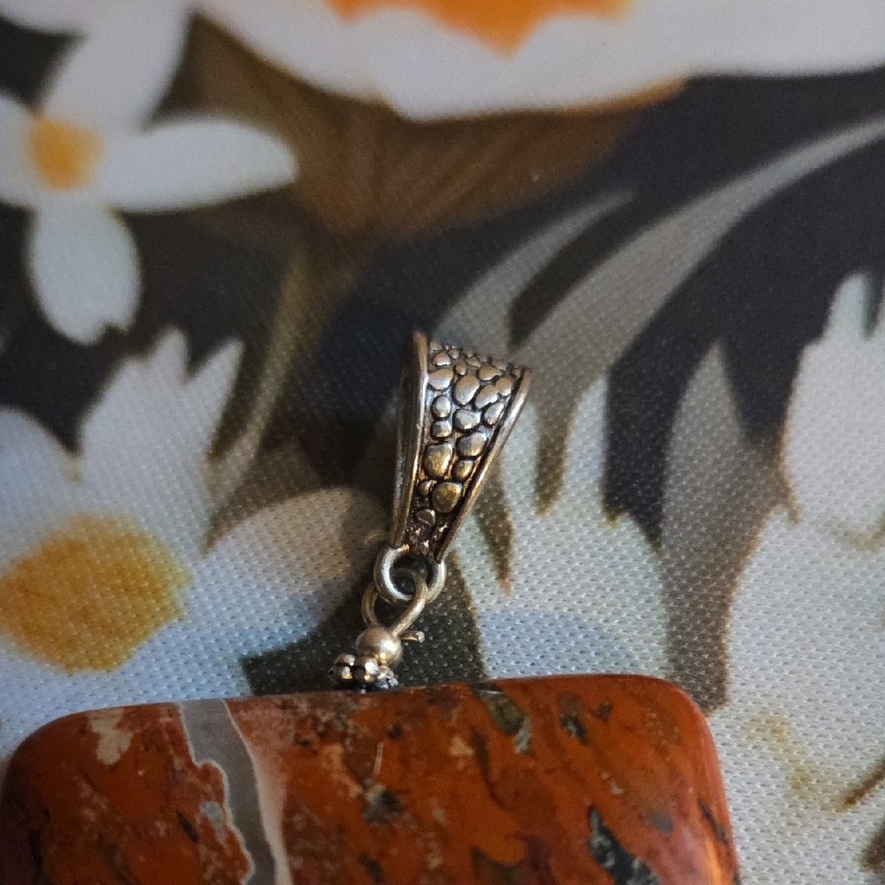 Rustic Natural Square Stone Pendant - Picture 2 of 4